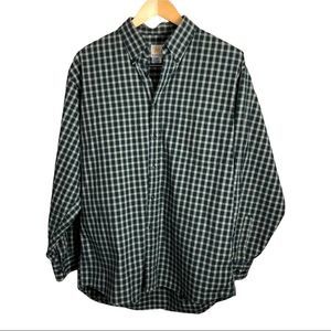 MANTLES Vintage Green and White Checkered Plaid Flannel Shirt size Medium